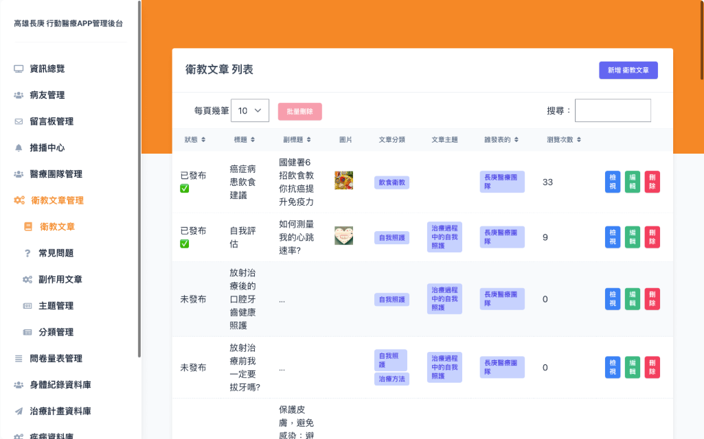 衛教文章管理